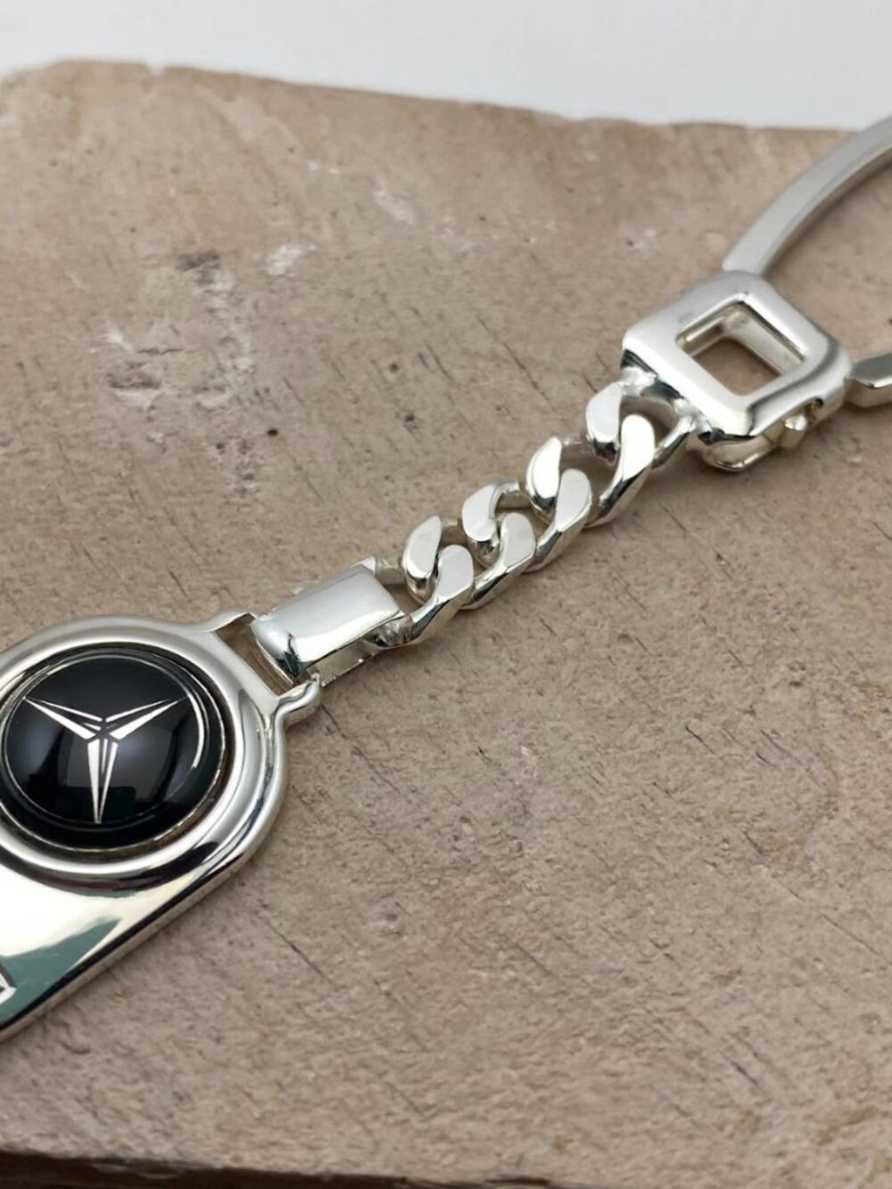 Stunning Vintage 925 Sterling Silver .925 Mercedes-Benz Keychain 16g 7.5" Length